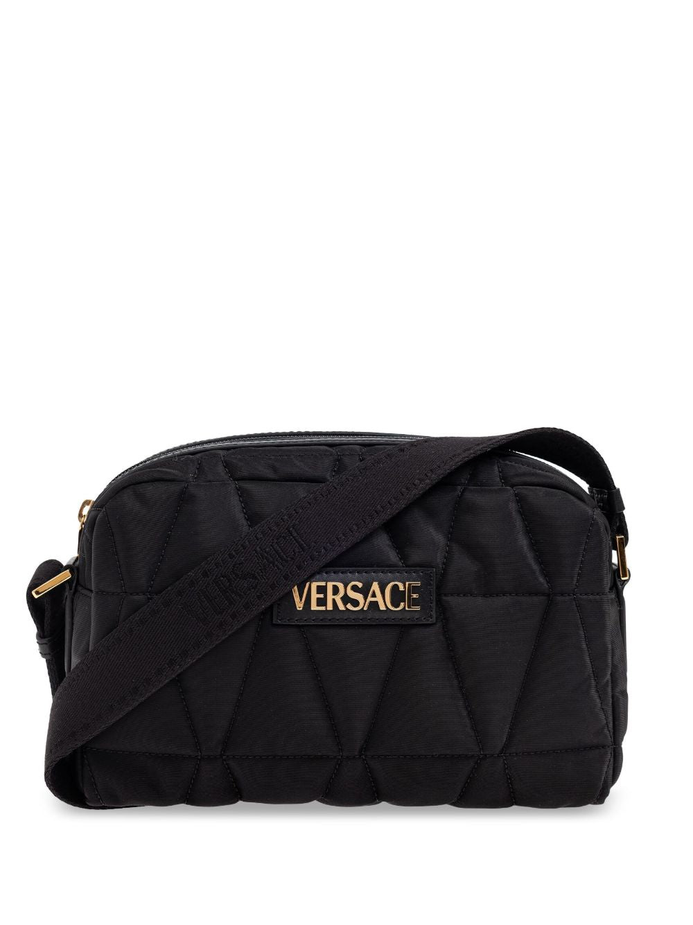 Versace Nylon Quilted Shoulder Bag in Black