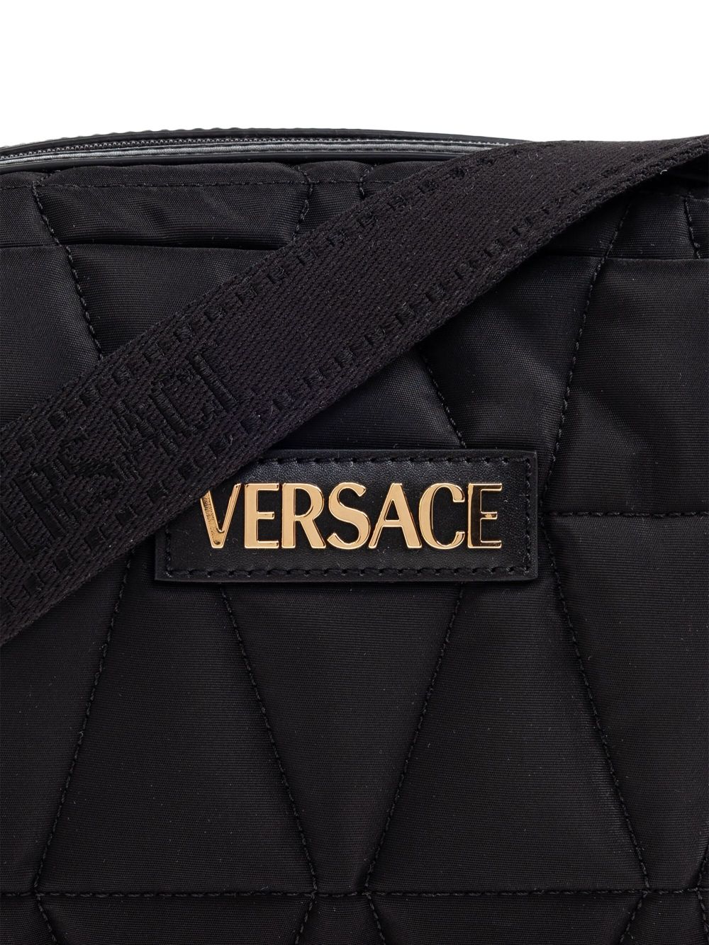 Versace Nylon Quilted Shoulder Bag in Black