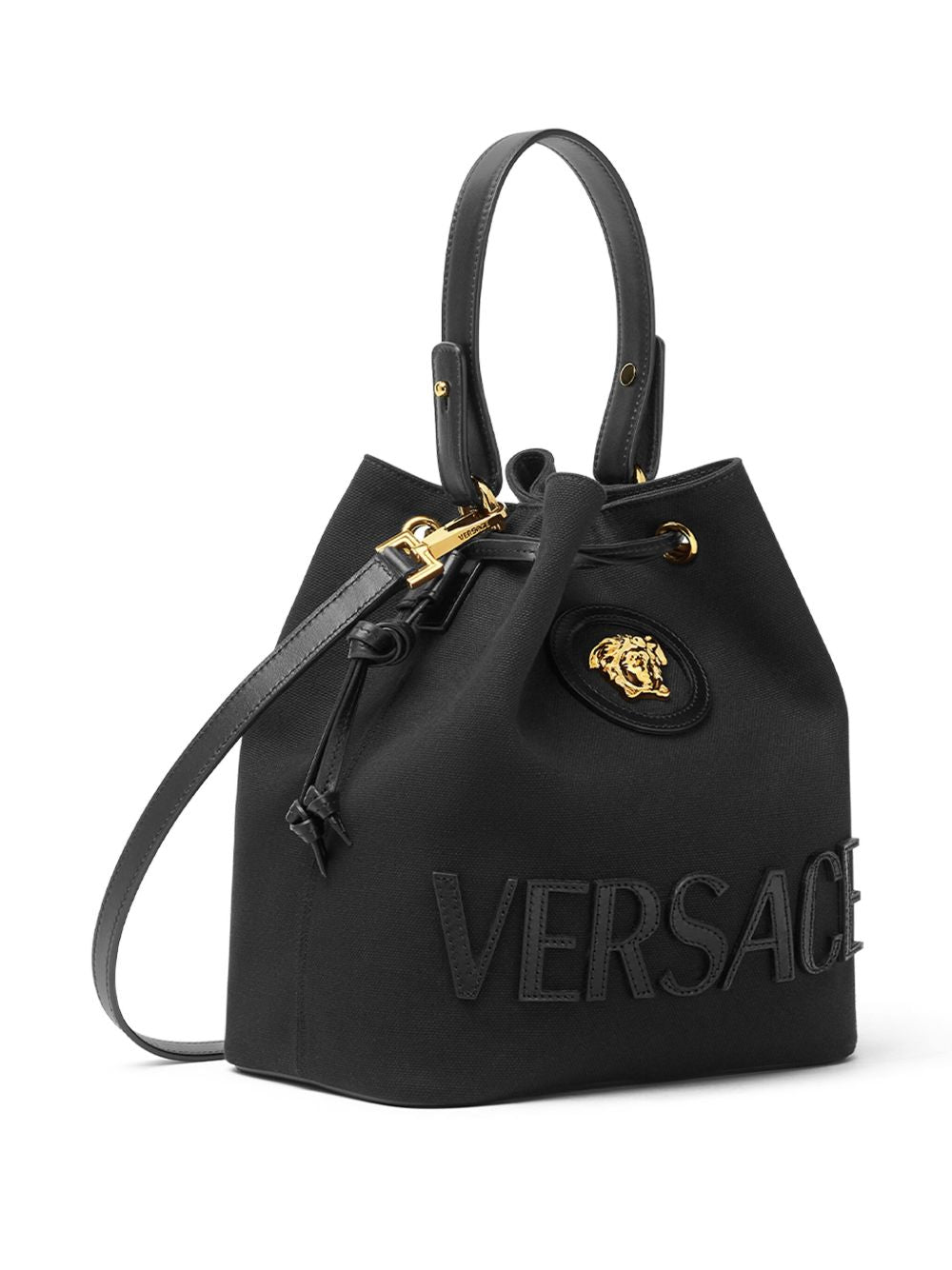 Versace La Medusa Bucket Bag In Black