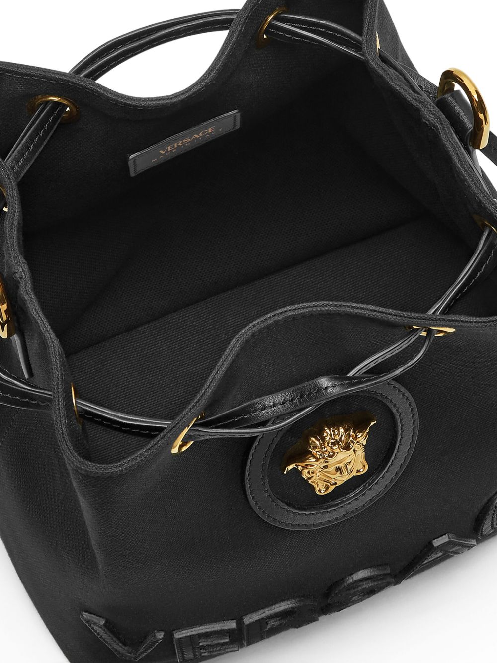 Versace La Medusa Bucket Bag In Black