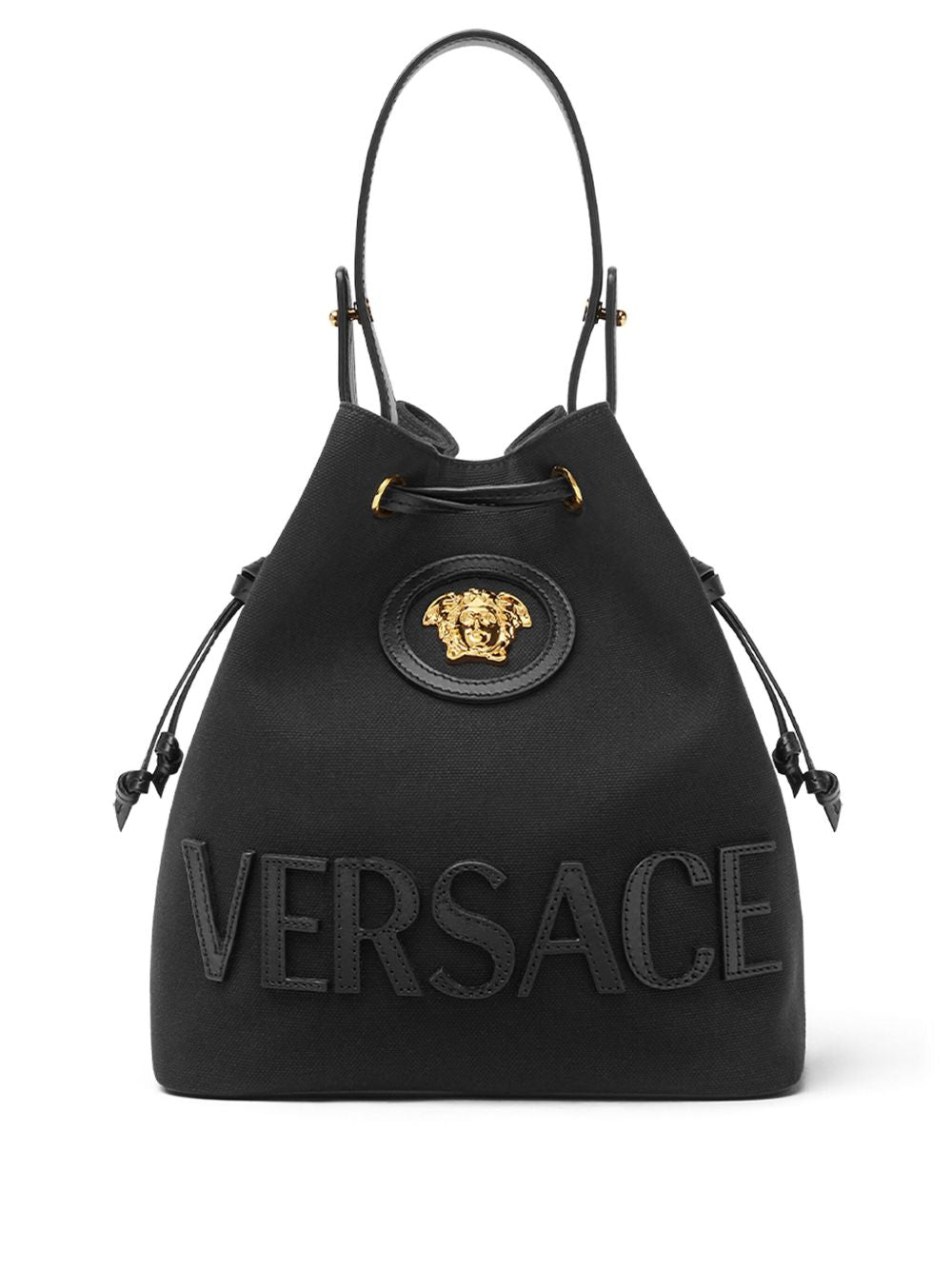 Versace La Medusa Bucket Bag In Black