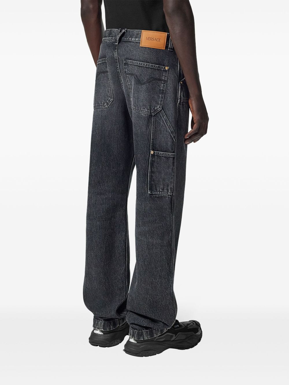 Versace Straight Leg Jeans In Black