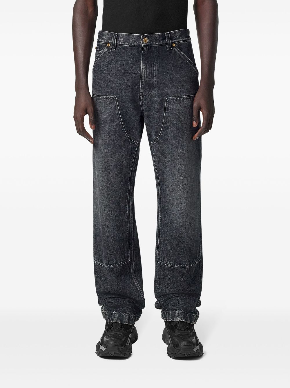 Versace Straight Leg Jeans In Black