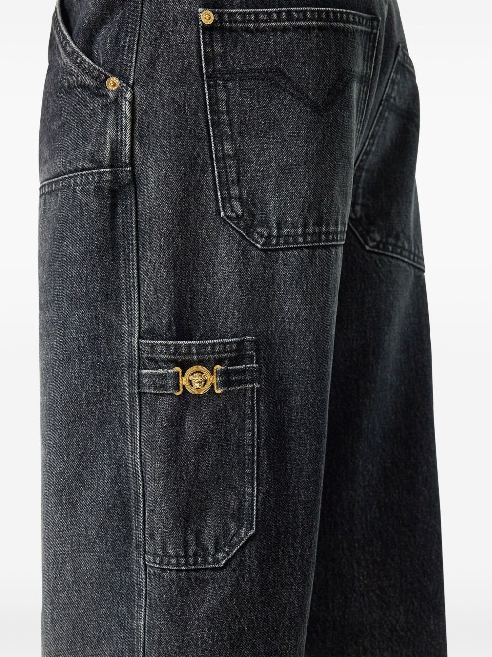 Versace Straight Leg Jeans In Black