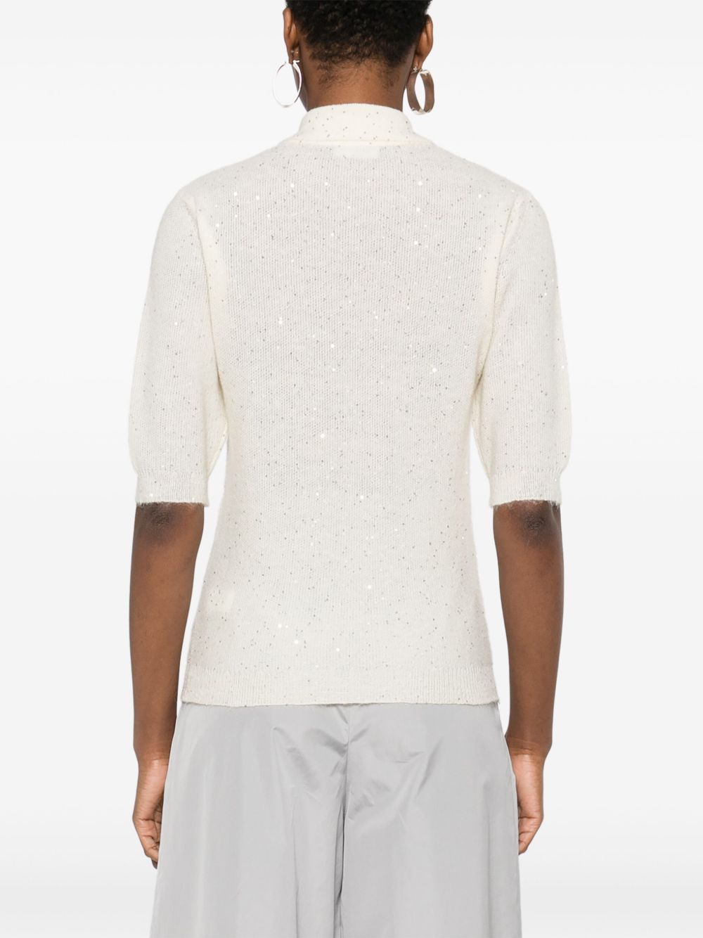 Fabiana Filippi Sequin Embellished Polo Shirt White