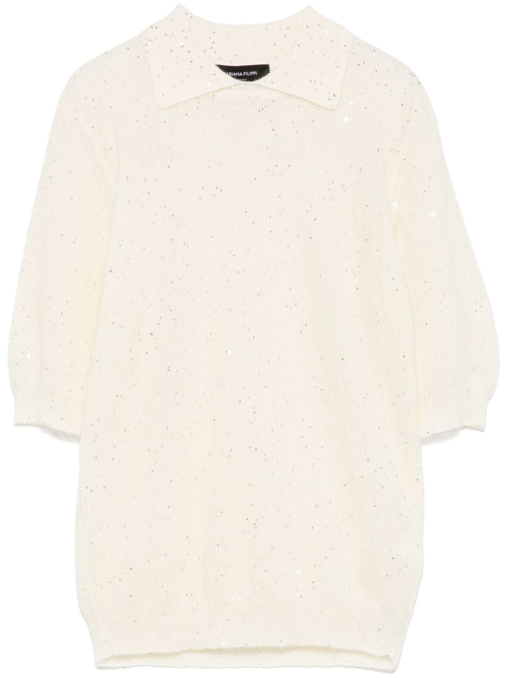 Fabiana Filippi Sequin Embellished Polo Shirt White