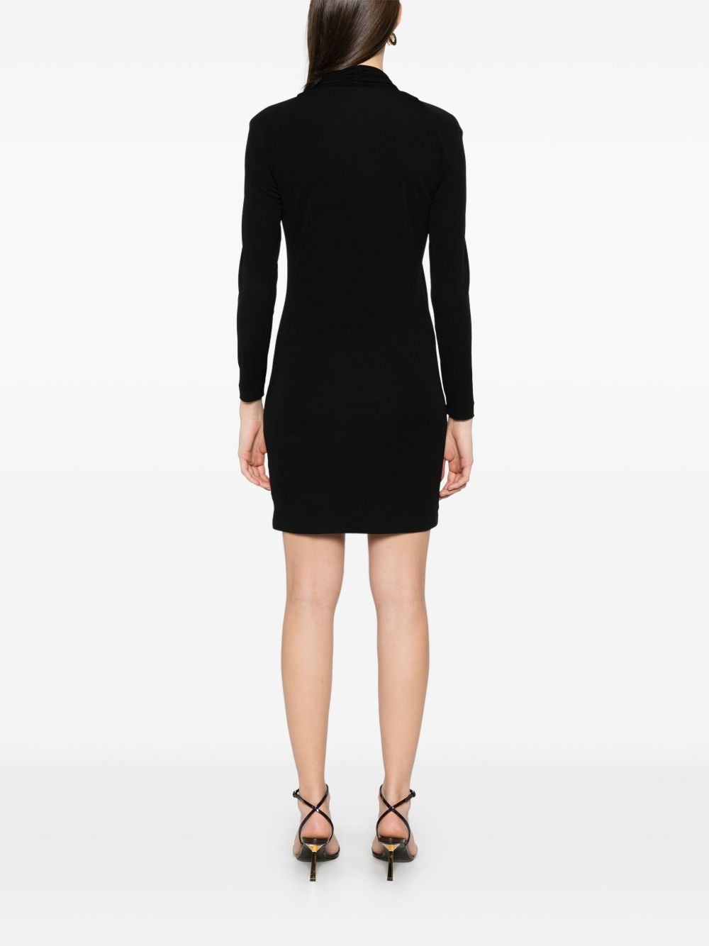 Tom Ford Black V-neck Mini Evening Dress with bar detail