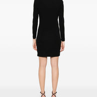 Tom Ford Black V-neck Mini Evening Dress with bar detail