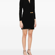 Tom Ford Black V-neck Mini Evening Dress with bar detail