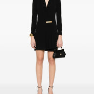 Tom Ford Black V-neck Mini Evening Dress with bar detail