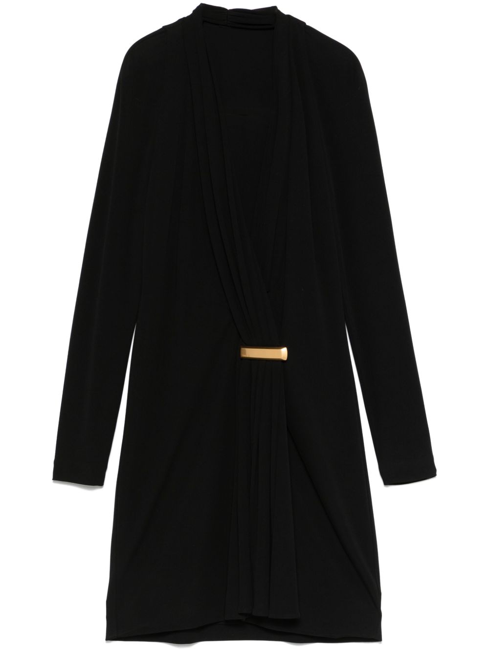 Tom Ford Black V-neck Mini Evening Dress with bar detail