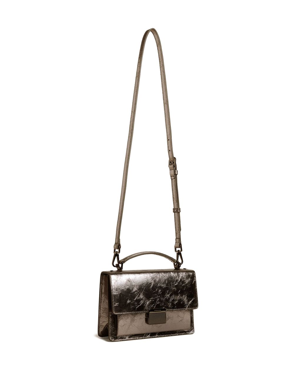 Golden Goose Venezia Bag In Anthracite Grey Laminated Leather With Black Details