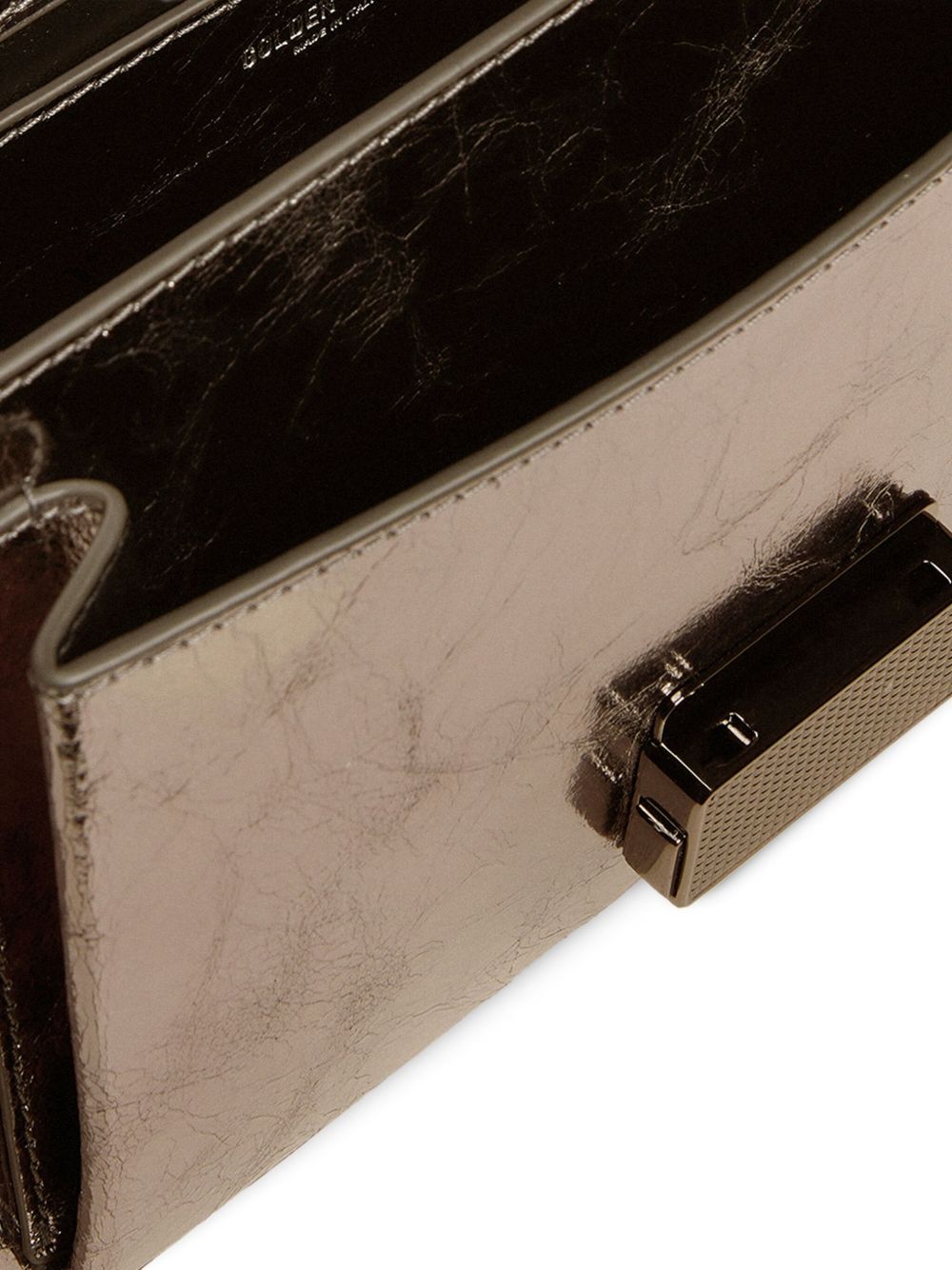 Golden Goose Venezia Bag In Anthracite Grey Laminated Leather With Black Details