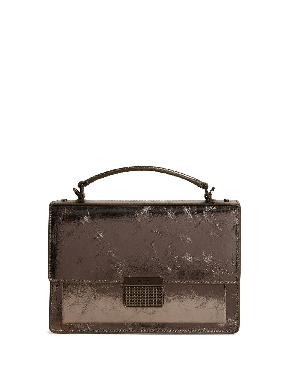 Golden Goose Venezia Bag In Anthracite Grey Laminated Leather With Black Details