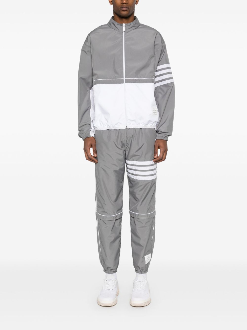 Thom Browne Ripstop 4-Bar Hooded Jacket Grey