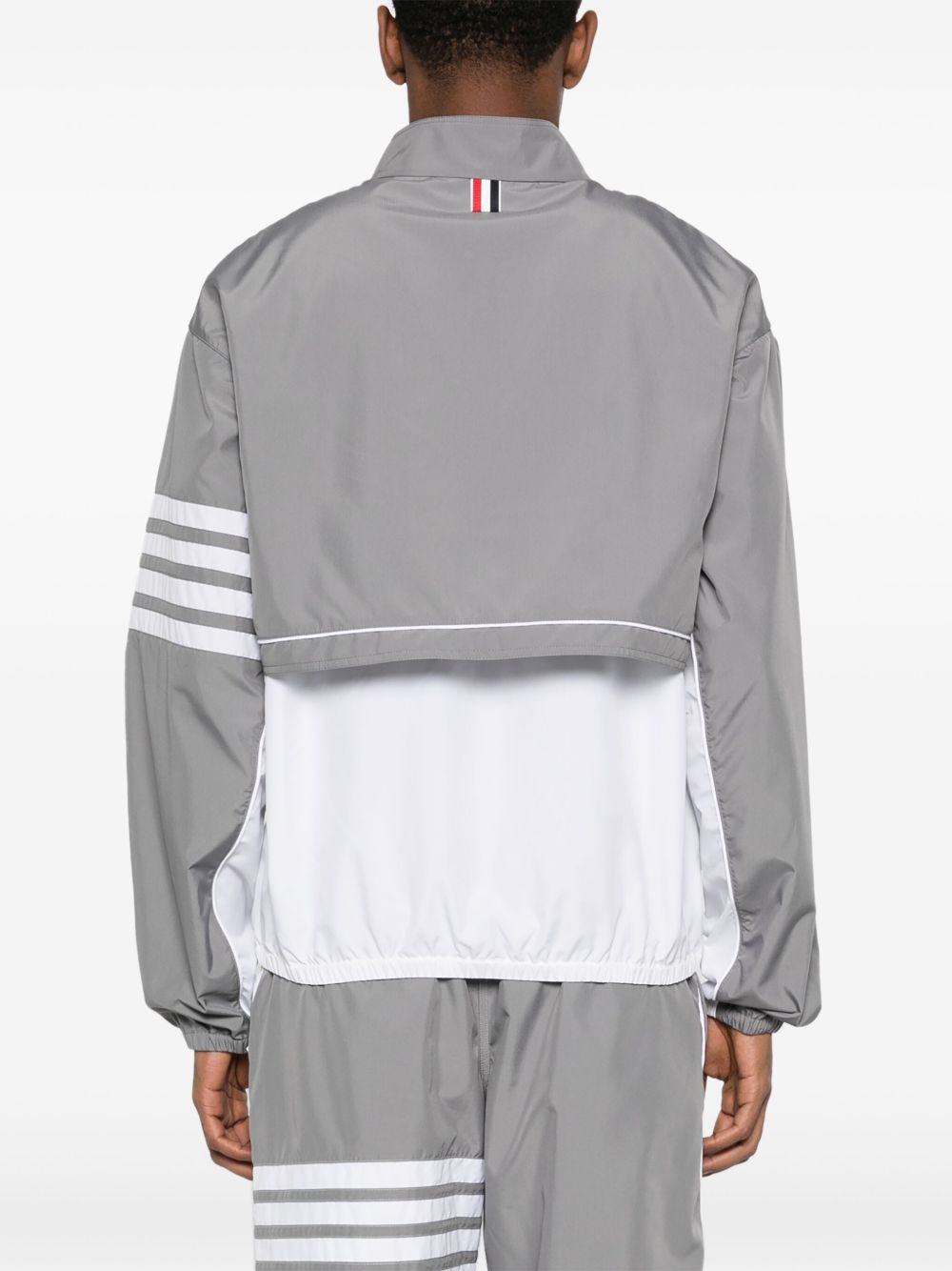 Thom Browne Ripstop 4-Bar Hooded Jacket Grey