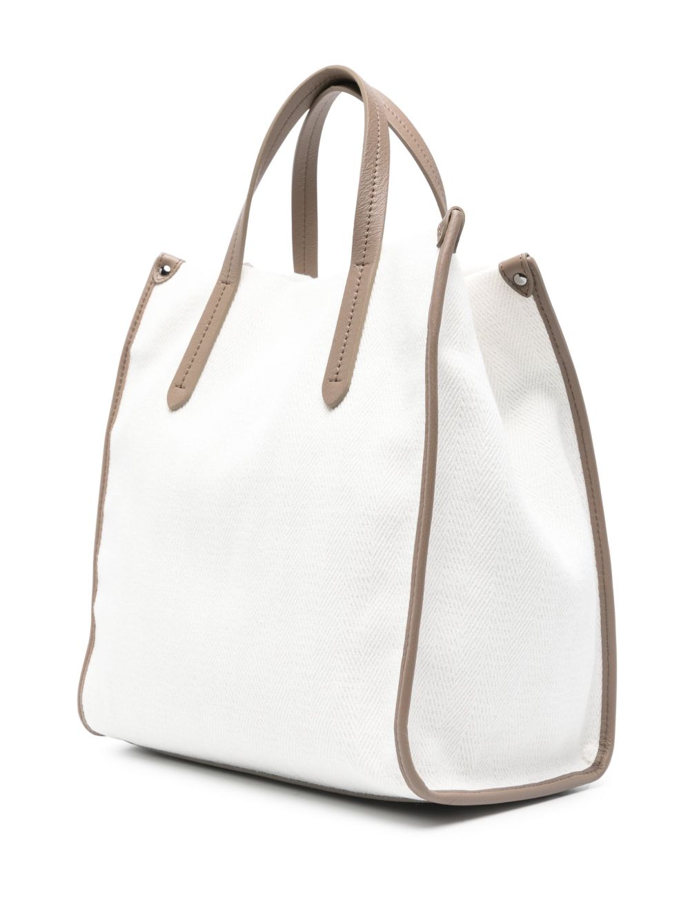 Brunello Cucinelli White Cotton-Linen Tote Bag With Shoulder Strap