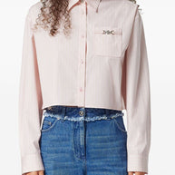 Versace Pinstripe Chain Boxy Short Shirt