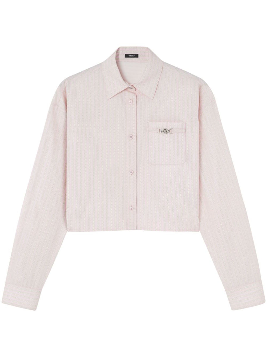 Versace Pinstripe Chain Boxy Short Shirt