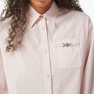 Versace Pinstripe Chain Boxy Short Shirt