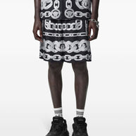 Versace Chain-link Print Shorts In Black