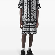 Versace Chain-link Print Shorts In Black