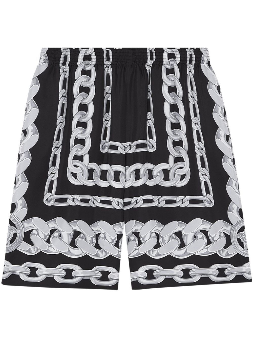 Versace Chain-link Print Shorts In Black