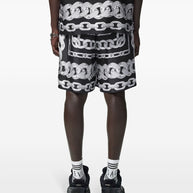Versace Chain-link Print Shorts In Black