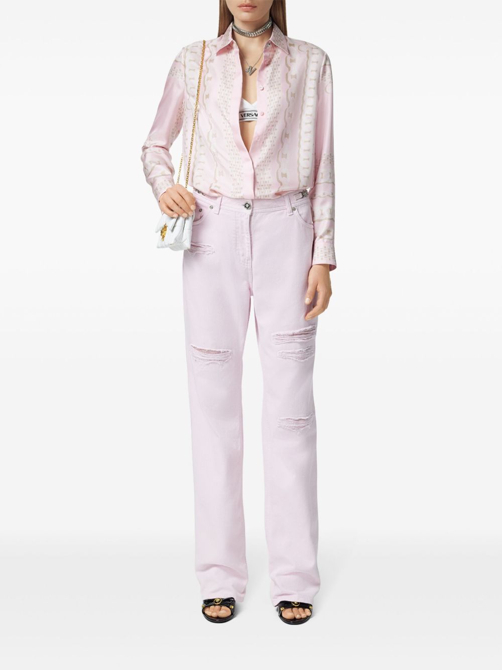 Versace Silk Shirt In Pink