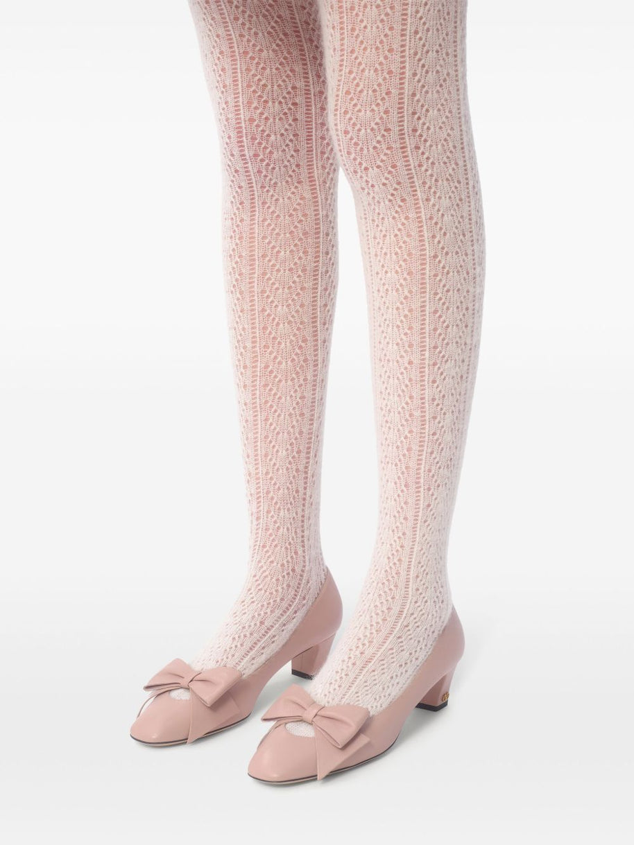 Valentino Garavani Bowow Leather Pumps - Powder