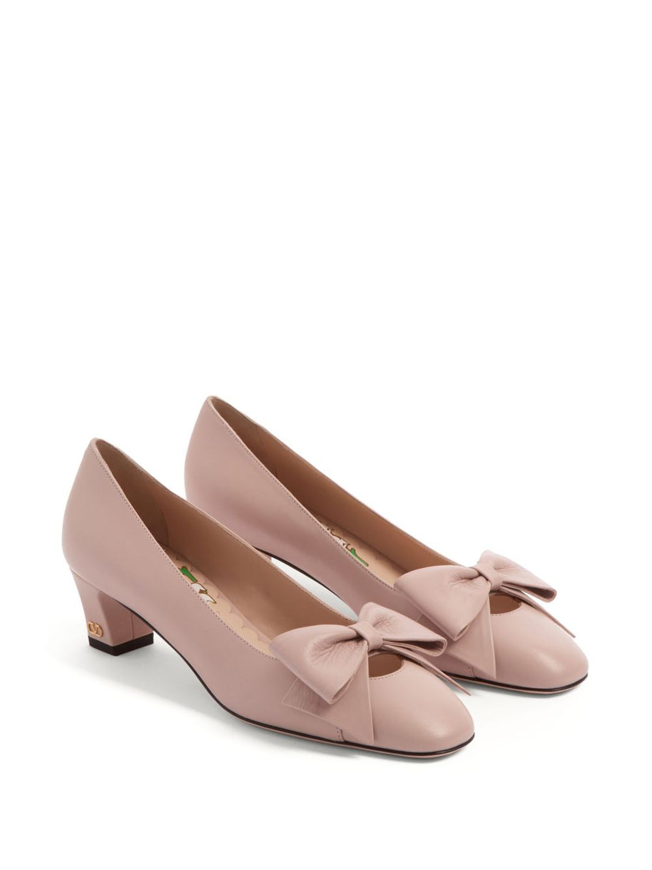 Valentino Garavani Bowow Leather Pumps - Powder
