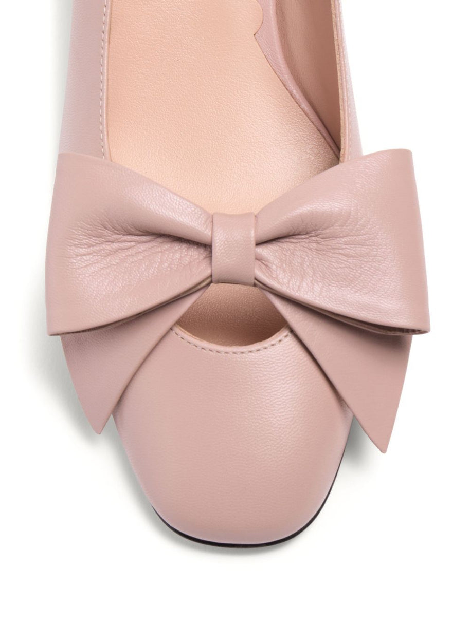 Valentino Garavani Bowow Leather Pumps - Powder