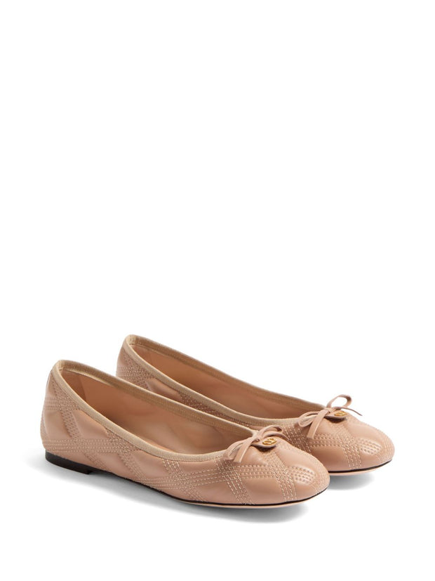 Valentino Garavani Quiltie 67 Leather Ballet Flats - Pink
