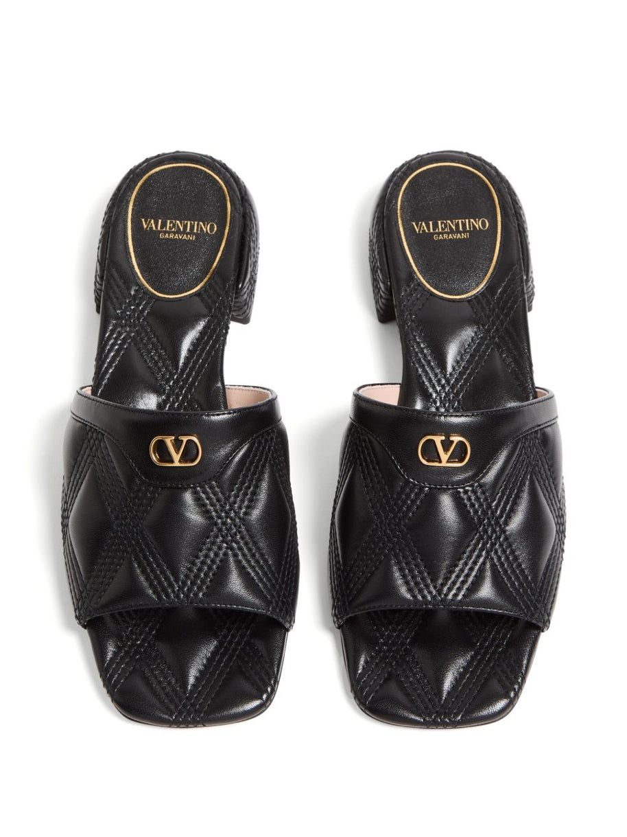 Valentino Garavani Quiltie 67 Leather Sandals - Black