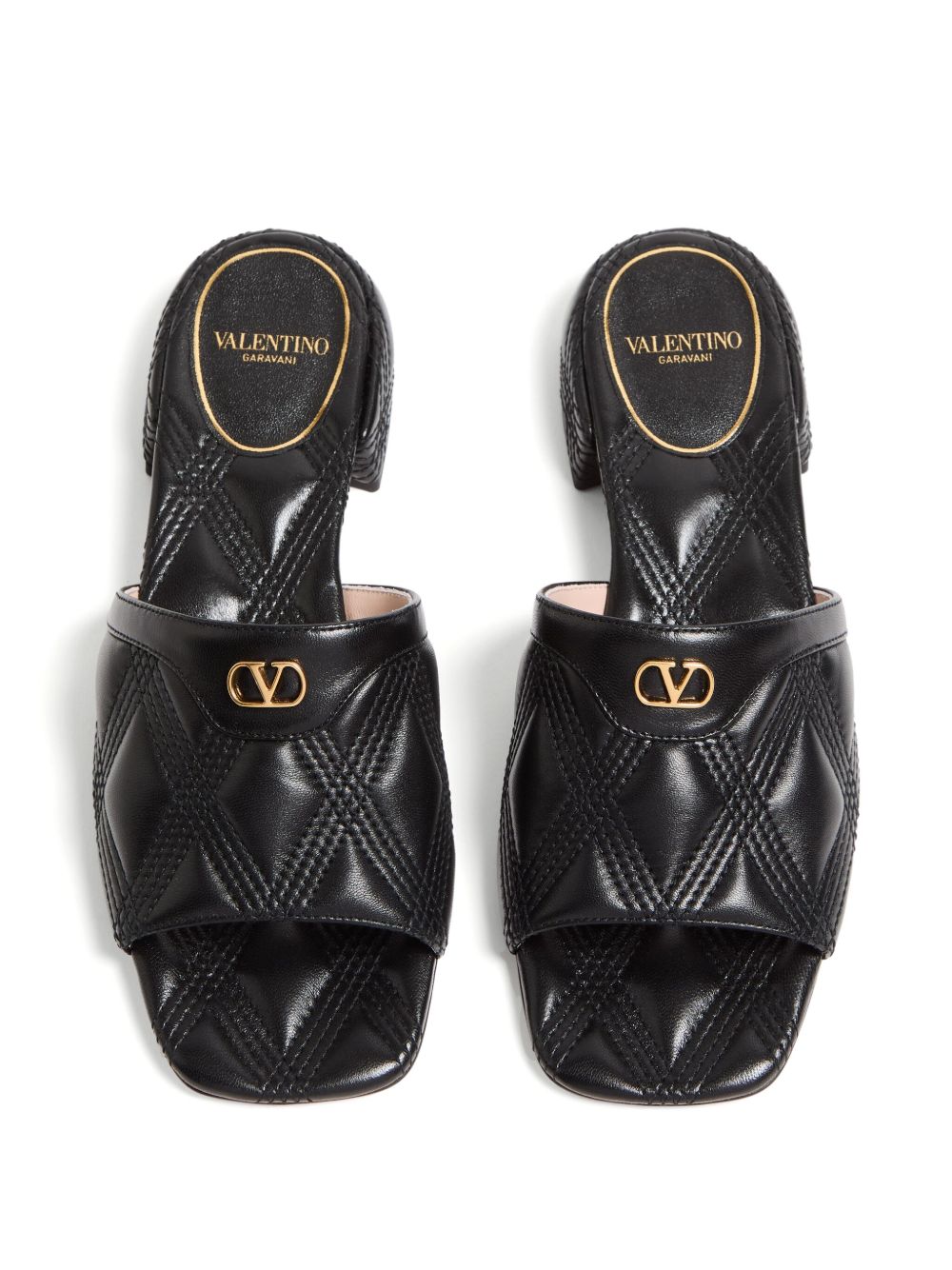 Valentino Garavani Quiltie 67 Leather Sandals - Black