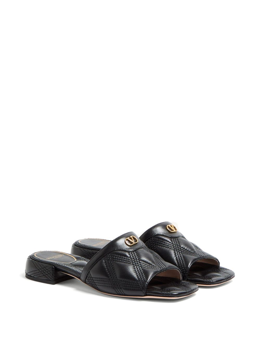 Valentino Garavani Quiltie 67 Leather Sandals - Black