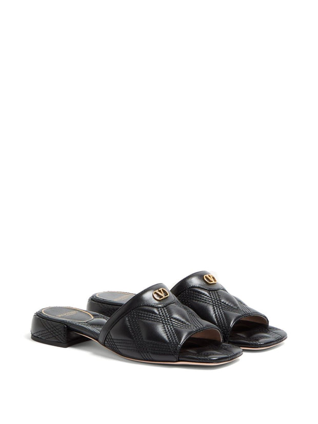 Valentino Garavani Quiltie 67 Leather Sandals - Black