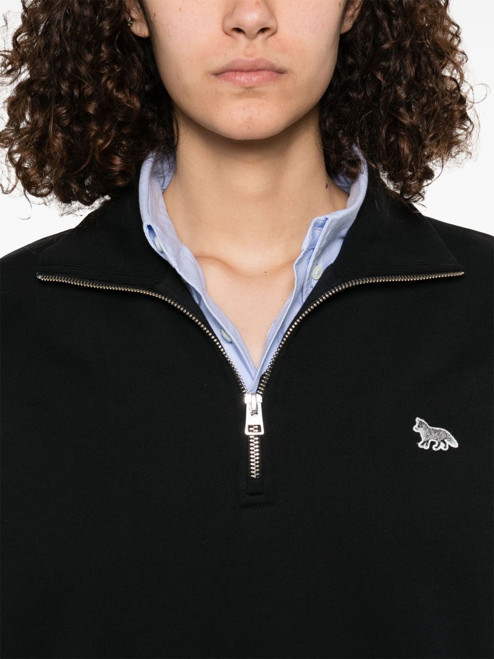 MAISON KITSUNE' Baby Fox Half Zip Sweatshirt Black