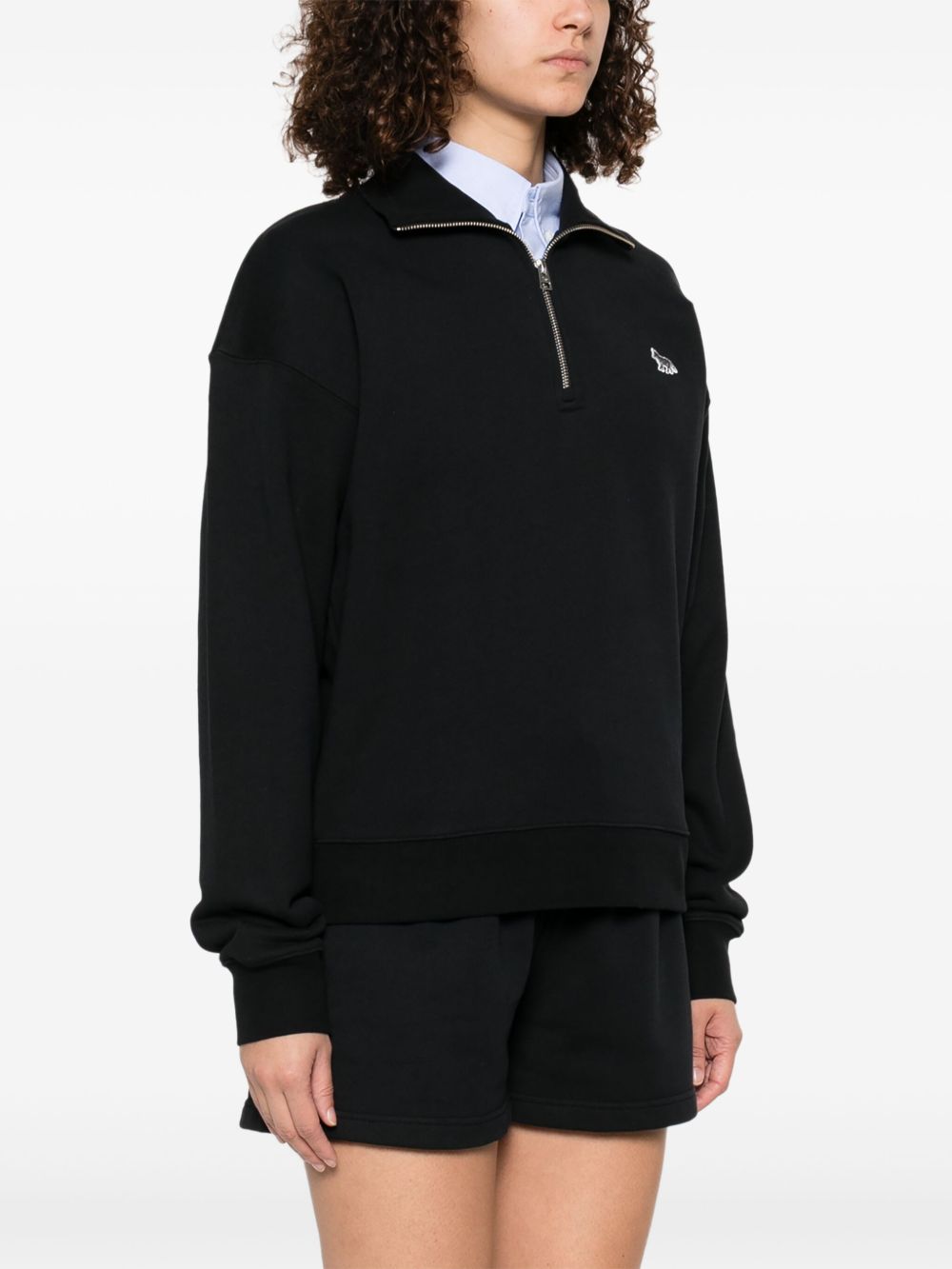 MAISON KITSUNE' Baby Fox Half Zip Sweatshirt Black