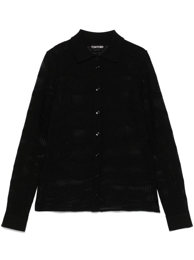 Tom Ford Cotton Silk Semi Sheer Shirt In Black