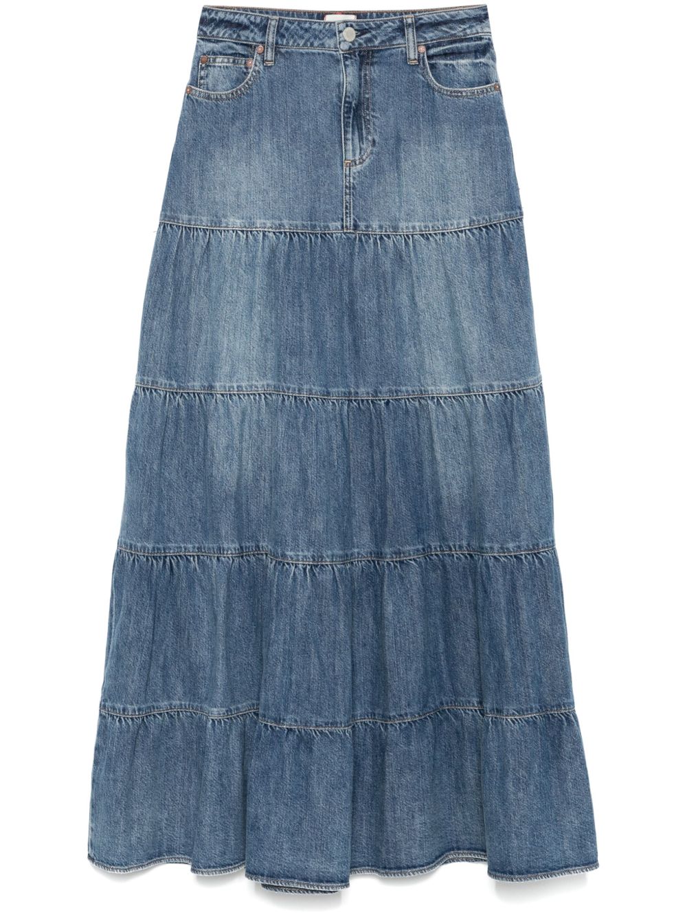 Alice + Olivia Mindy Tiered Maxi Skirt Blue