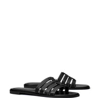 Tory Burch Leather Slide Sandals In Black