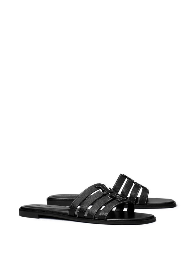 Tory Burch Leather Slide Sandals In Black