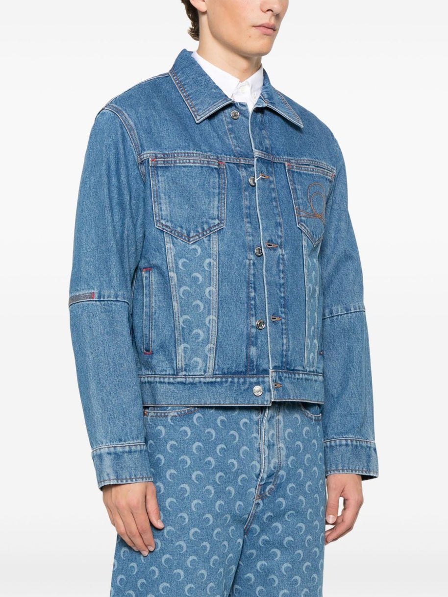 Marine Serre Crescent Moon-print Denim Jacket
