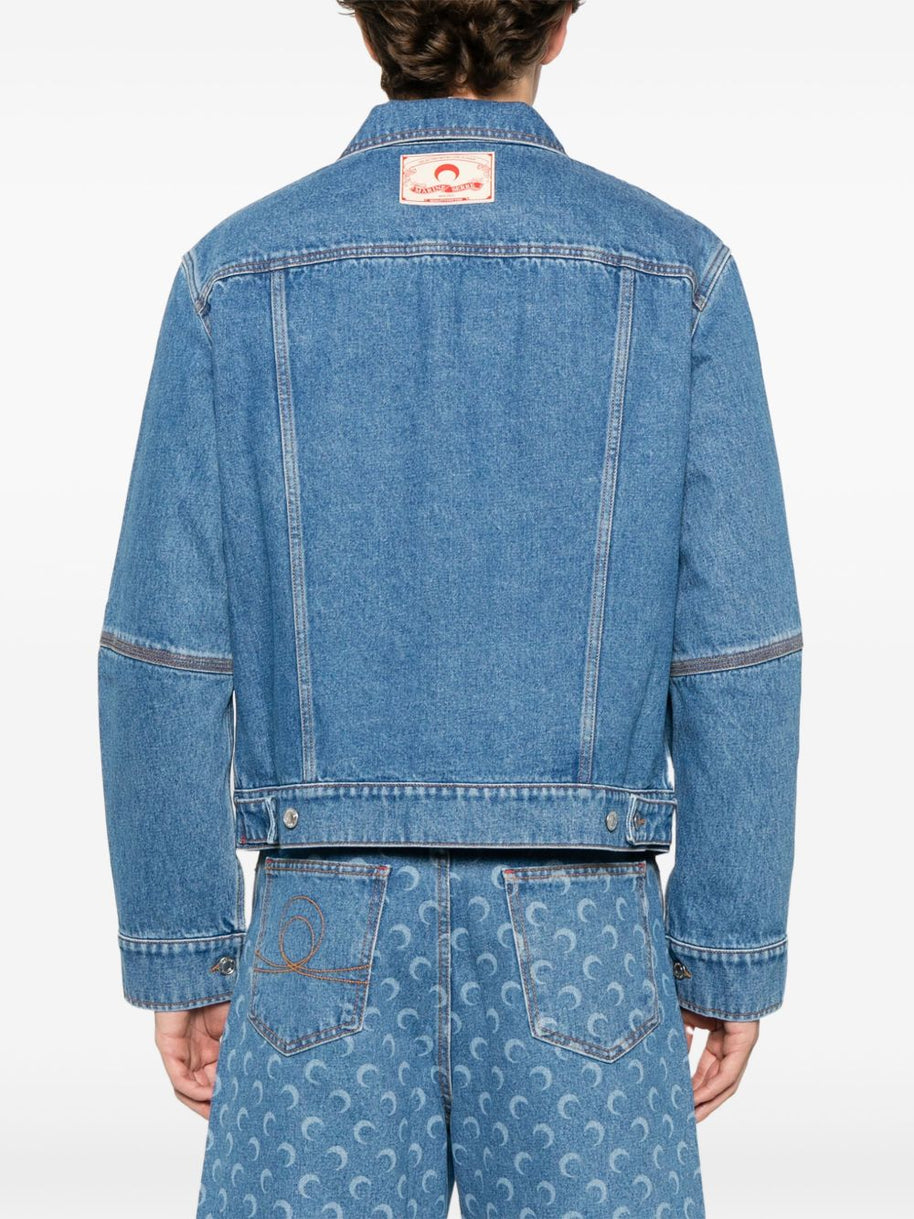 Marine Serre Crescent Moon-print Denim Jacket