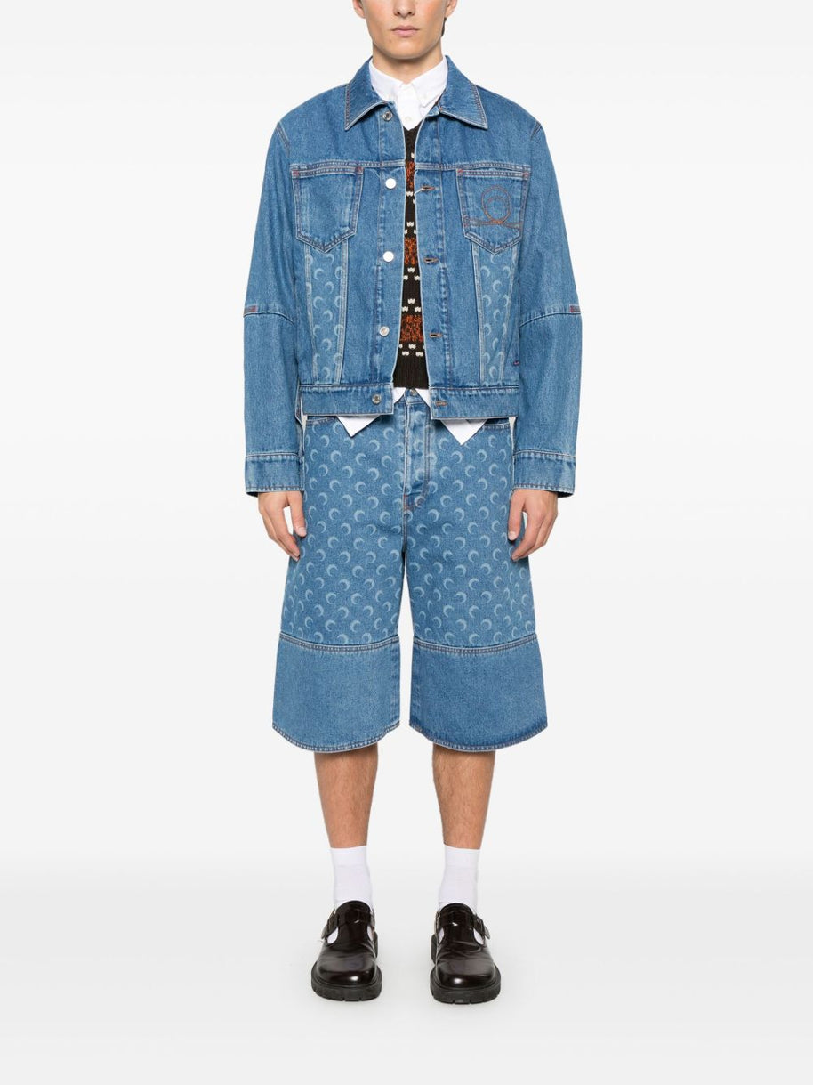 Marine Serre Crescent Moon-print Denim Jacket