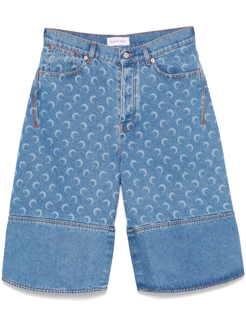 MARINE SERRE Denim Shorts In Clear Blue