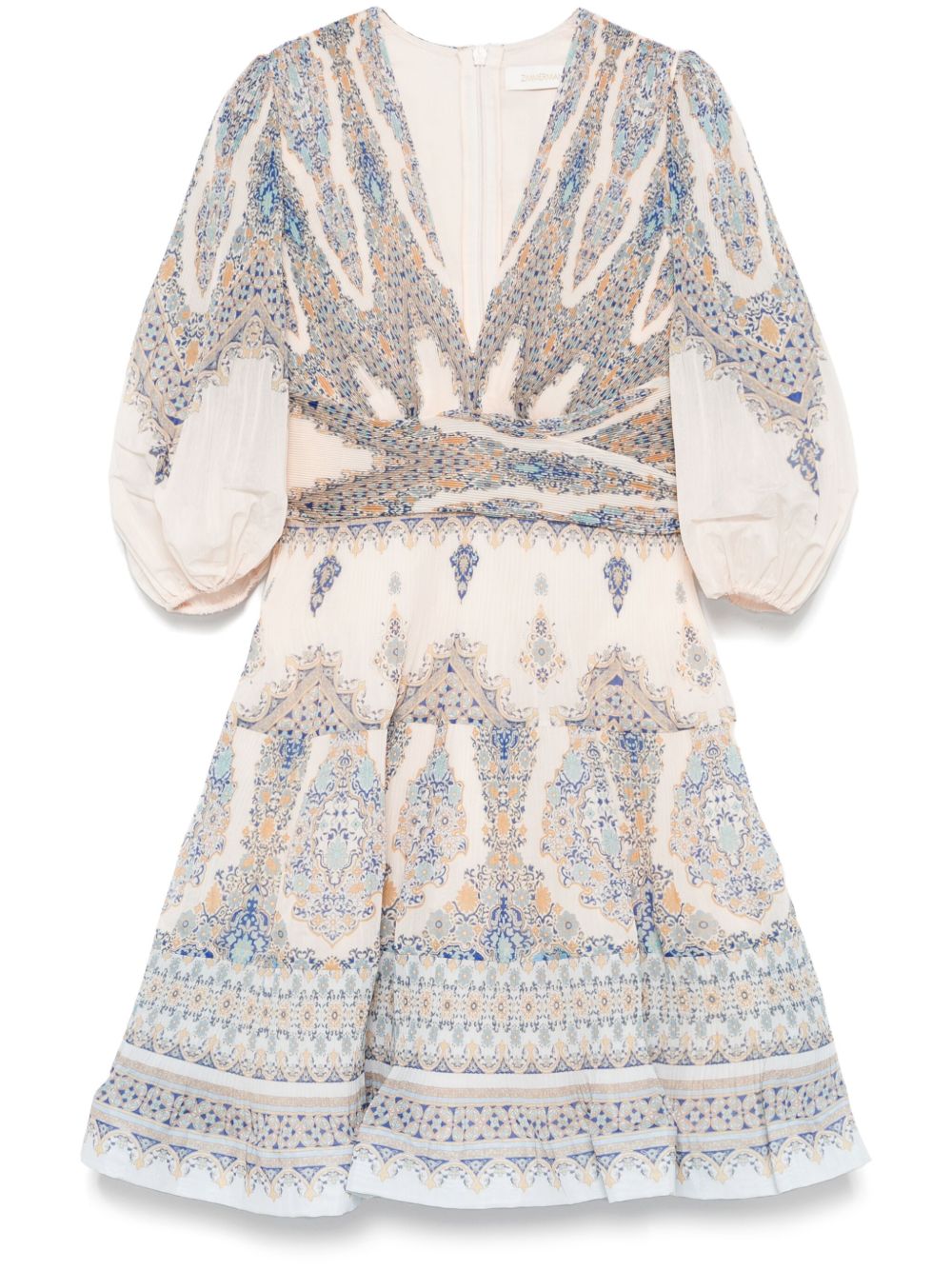 Zimmermann Printed Mini Dress In Clear Blue