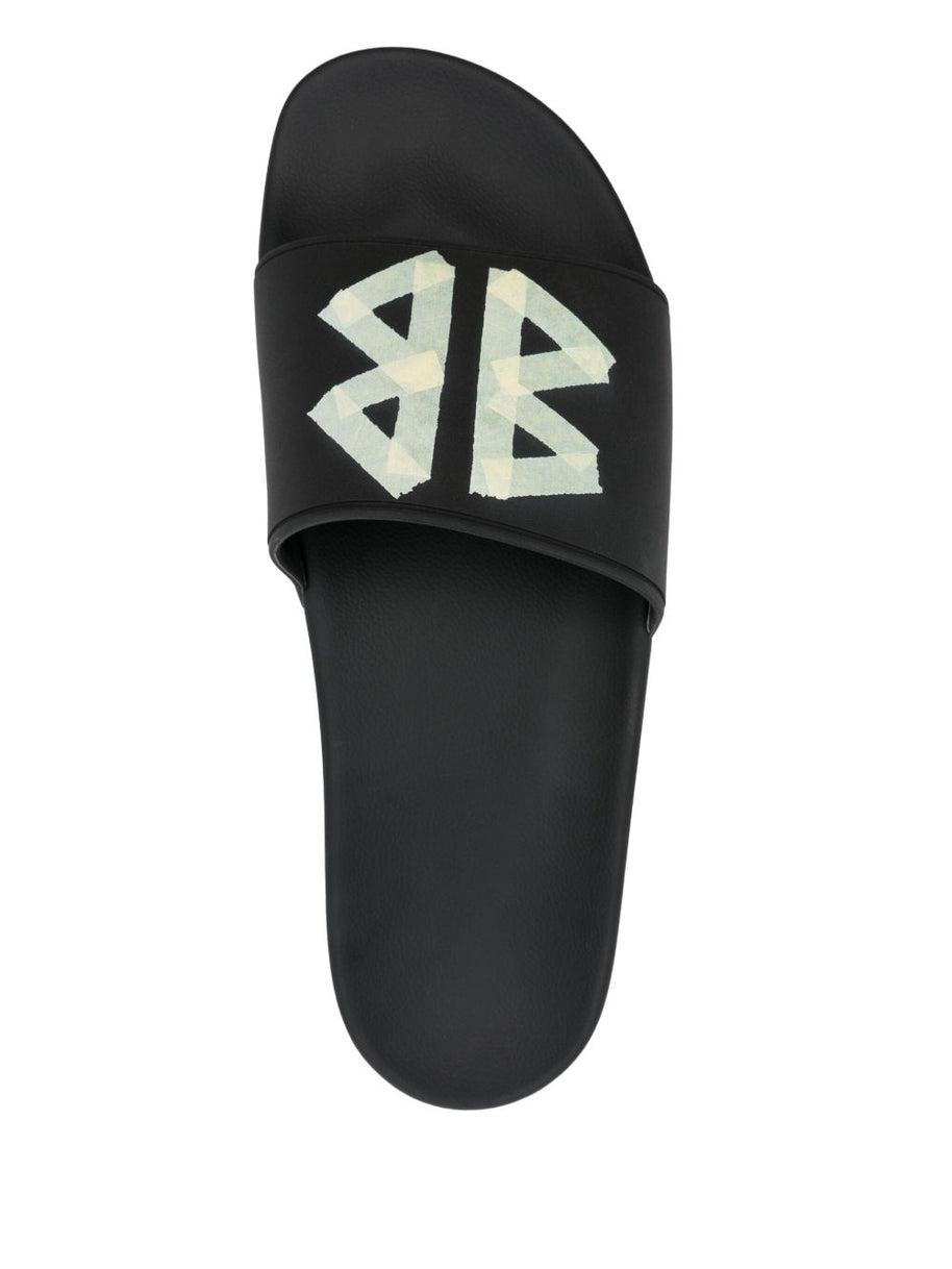 Balenciaga Logo Pool Slides - Black
