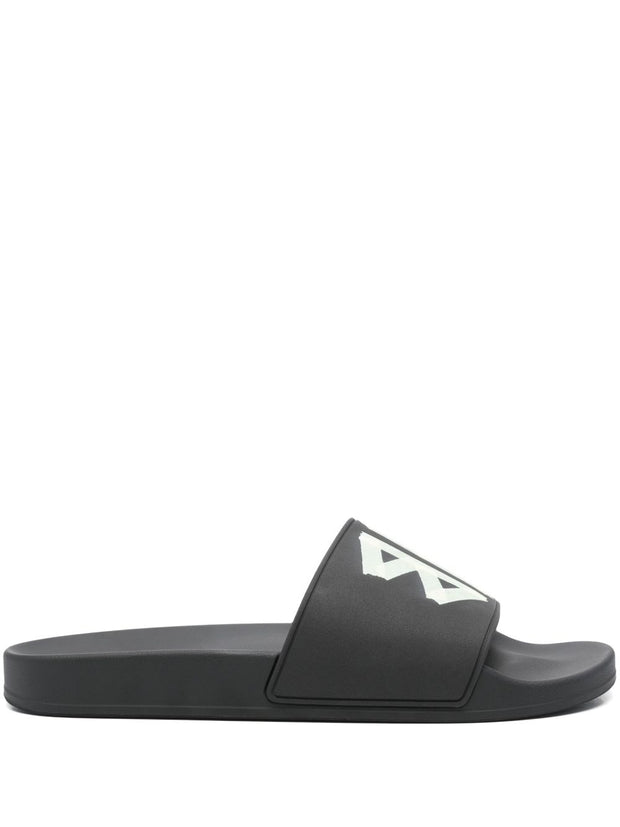 Balenciaga Logo Pool Slides - Black